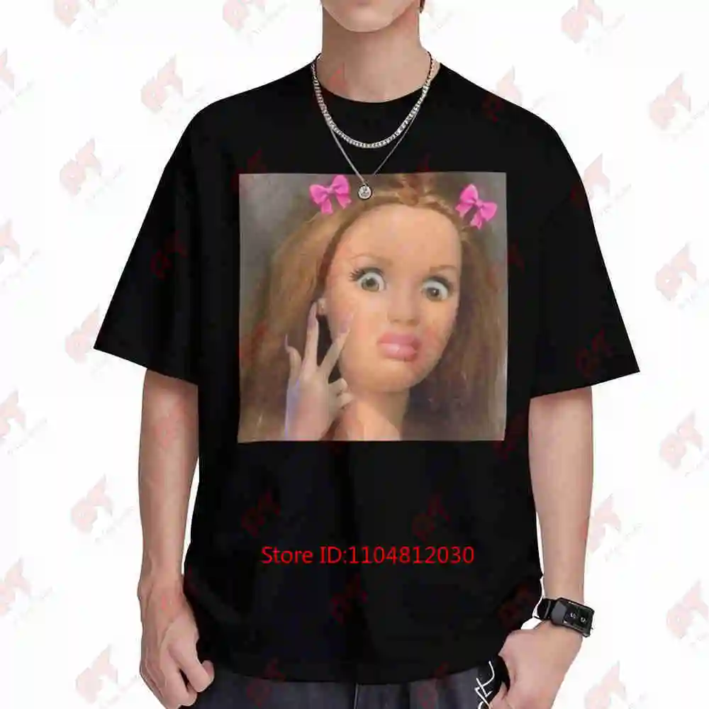 Doll Face Peace Two Fingers Meme Humor Sarcastic Short Sleeve Tee 100% Cotton T-Shirt