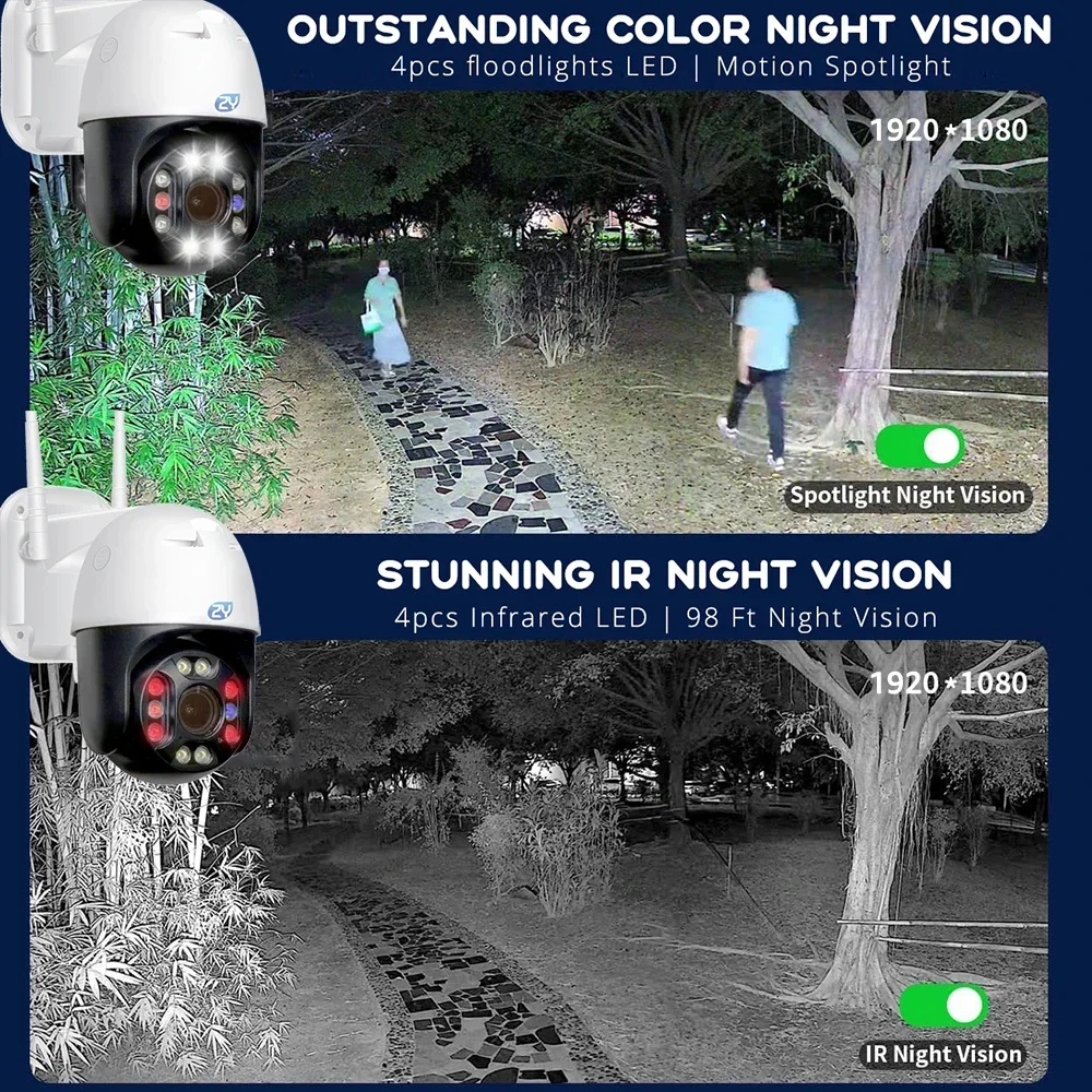 FHD 1080P 5X Optical Zoom WiFi PTZ Network IP Camera Outdoor Color Night Vision Auto Tracking Security Surveillance Camera CamHi