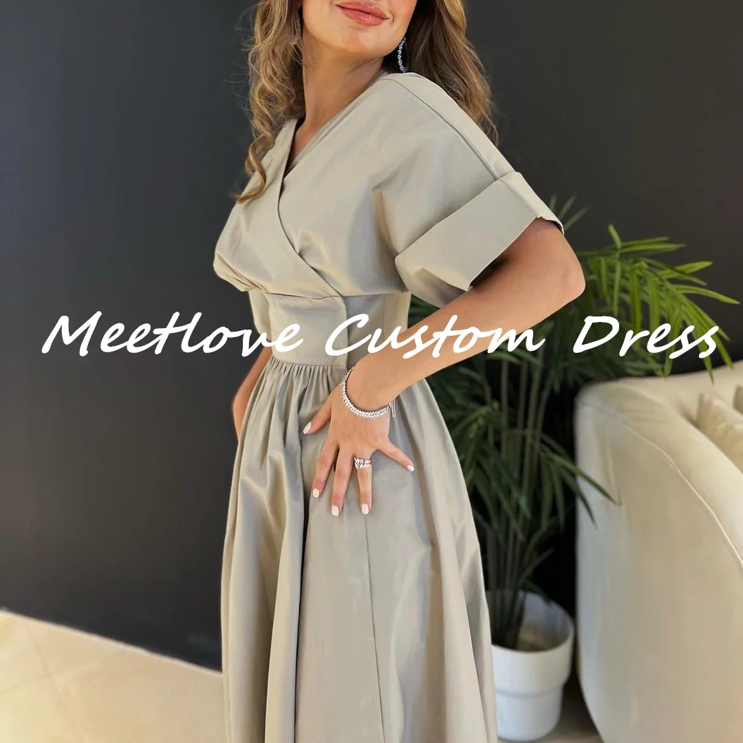 Meetlove V-Ausschnitt elegante und schöne Kleider für Frauen Dubai Luxus Abendkleid 2024 formelle Anlass Kleider Ballkleid