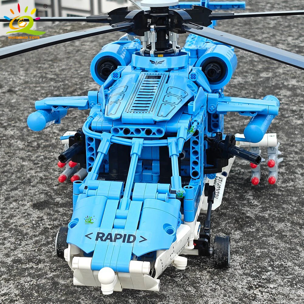 HUIQIBAO 1389PCS WW2 Militär Hubschrauber Gunship Baustein Set für Kinder Flugzeug Waffe Ziegel Spielzeug Ziegel wohnkultur.