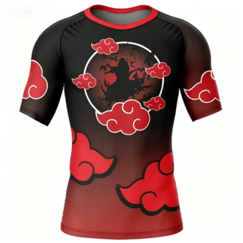 Summer Men's Tight Fitting Hokage Morning Organization Ghosts Extinguish Charcoal Cure Lang Sports Short Sleeves