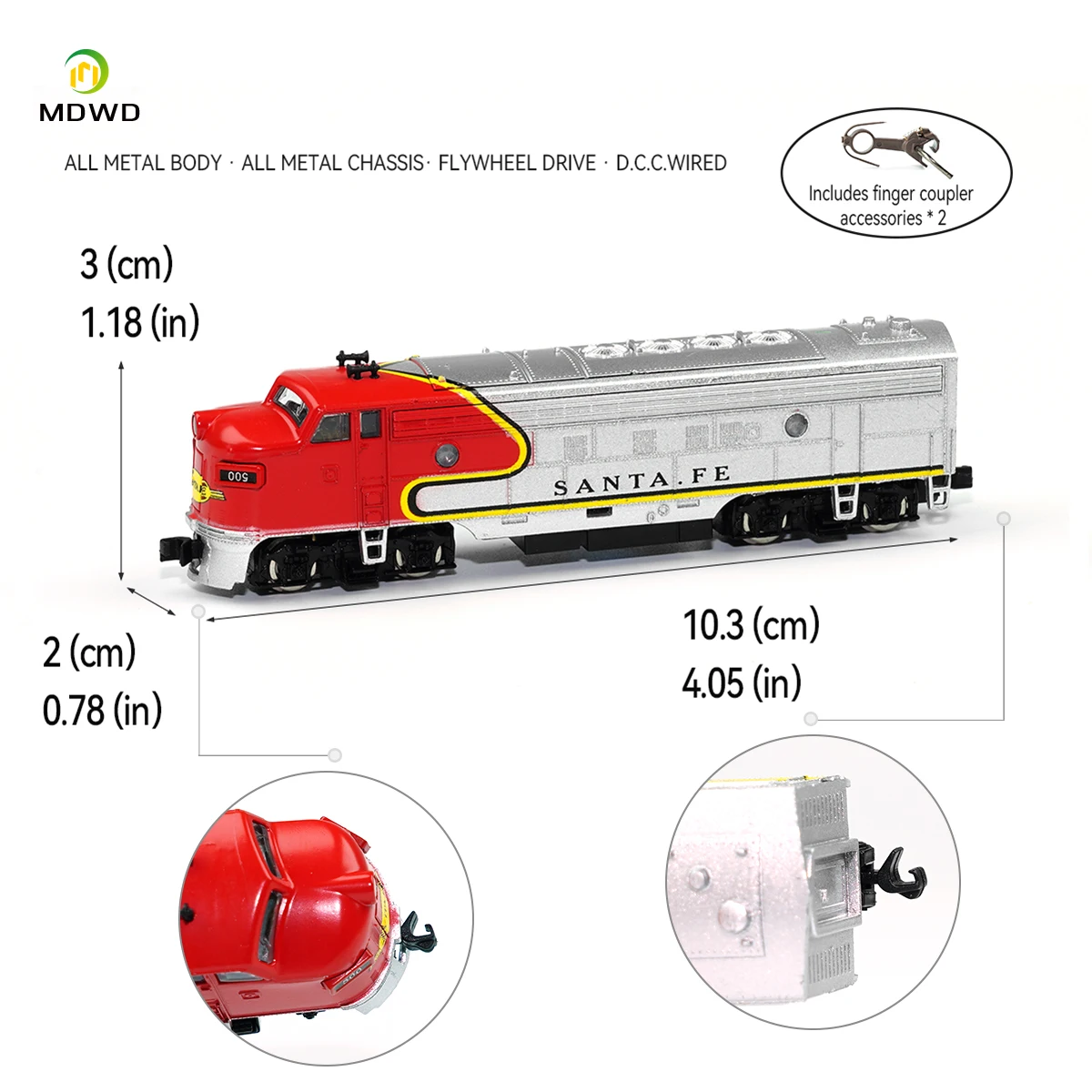 N Scale 1:160 Diesel Locomotive Metal Body Train Model, DC Powered Engine with Flywheel Drive Railway Hobby Collection Boy Gift