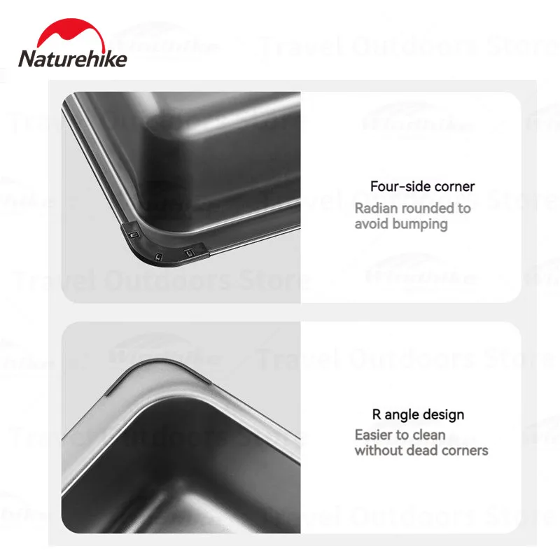 Naturehike IGT Table Washing Basin, Panelas de cozinha, Lavagem Ultraleve, Bacia de alimentos, Acampamento ao ar livre, Piquenique, Aço Inoxidável 6L