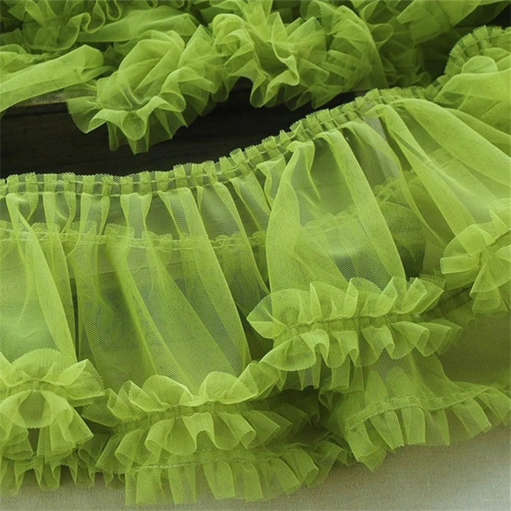 15X90cm Size Wrinkled Pleated Tulle Lace Fluffy Texture Multicolor Fringed Mesh Ribbon Soft Material Ruffle Trim Girls Skirts