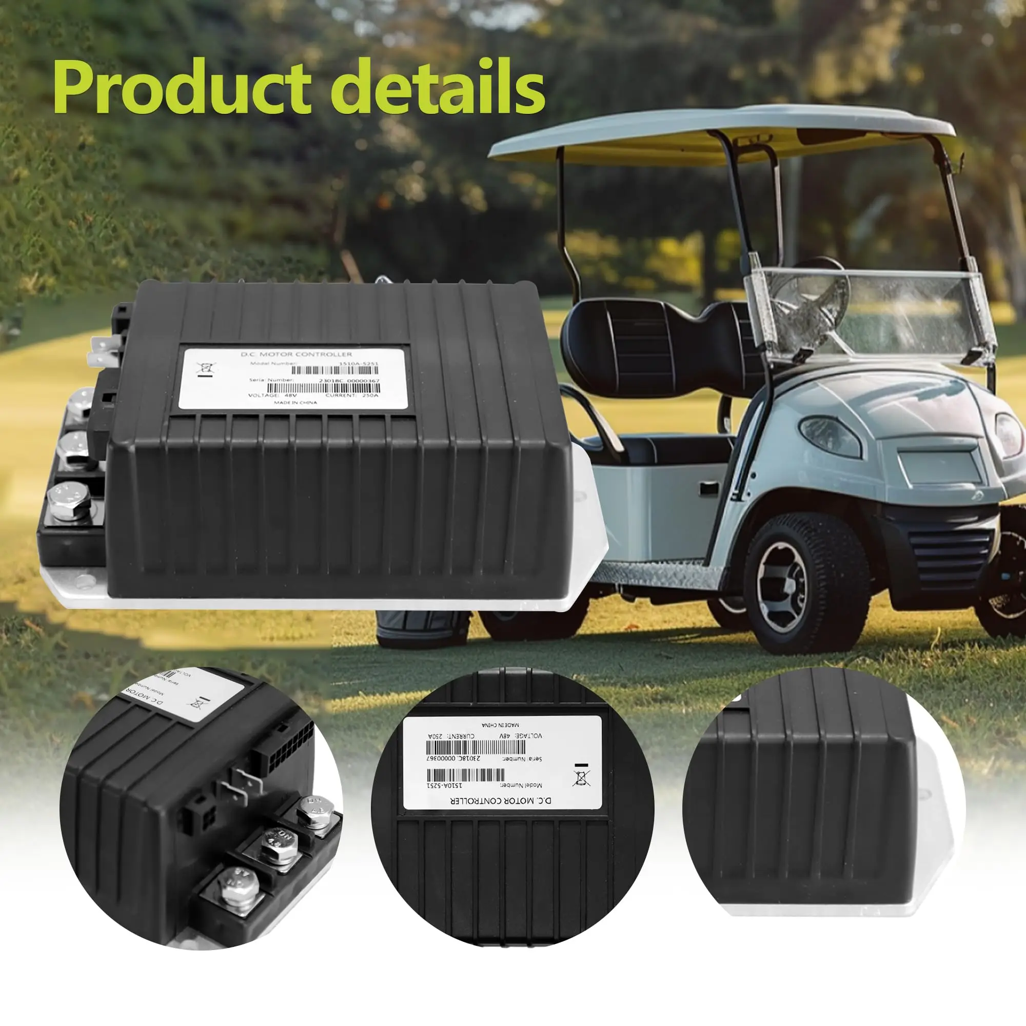 1510A-5251 Controller, 102806201   48V 250A DC-motorcontroller past op Curtis Club Car DS & Precedent IQ elektrisch systeem golfkar