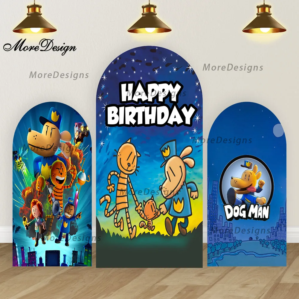 

Cartoon D-Dog&Man Arch Backdrop Covers Baby Shower Decora Kids Birthday Party Arched Covers Double-sided Photography Props
