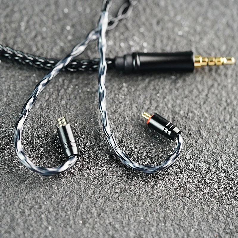 XINHS 8 strands black headphone upgrade cable with microphone