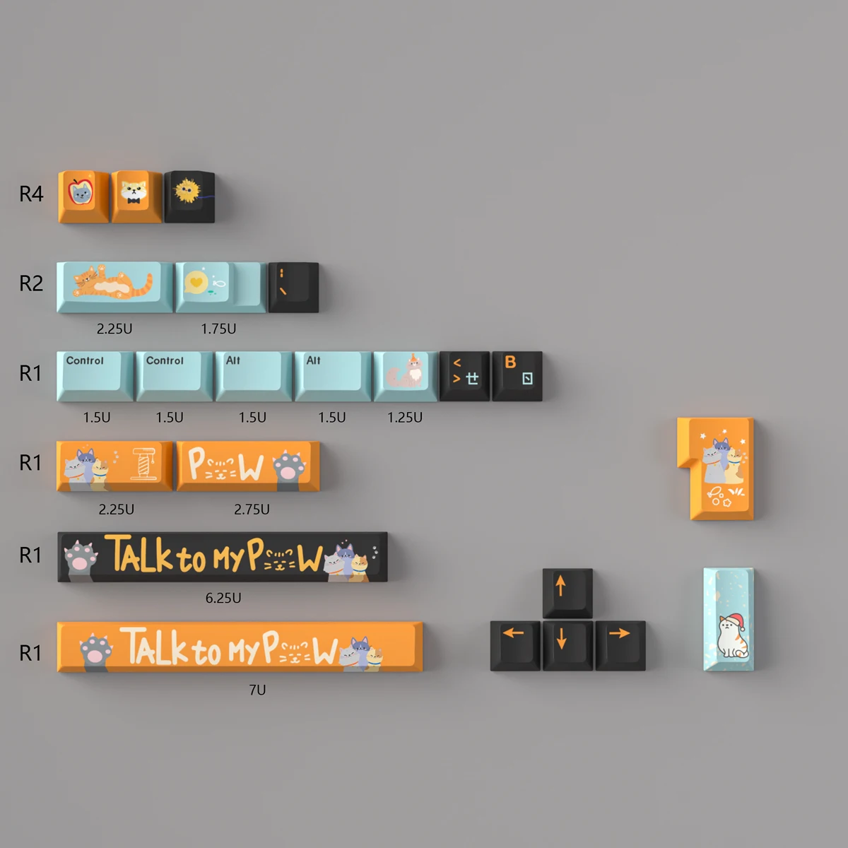 Add Key Funny Cute Cat PBT Keycap DYE-SUB Cherry Profile Customized Keycaps For Cherry MX Switch Gamer Mechanical Keyboards