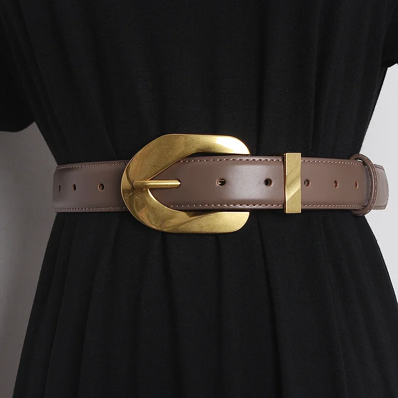 Ceinture Vintage en Cuir group pour Femme, Broche D.lique, 2.8cm