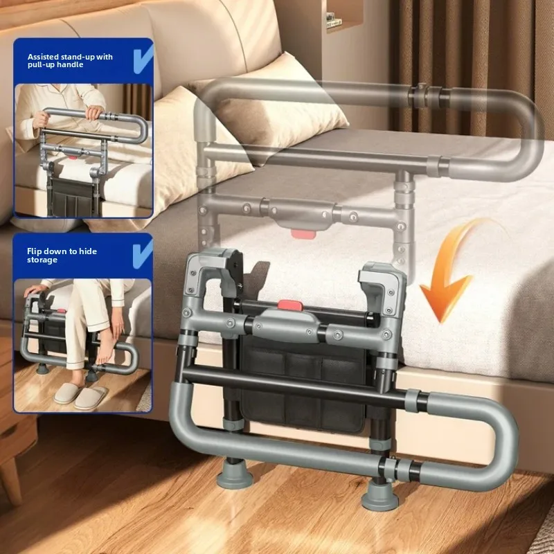 Bed Railing Elderly Assist Handle Anti-fall Bed Guard Folding Medical Bed Guardrail for Seniors and Children Fall Prevention