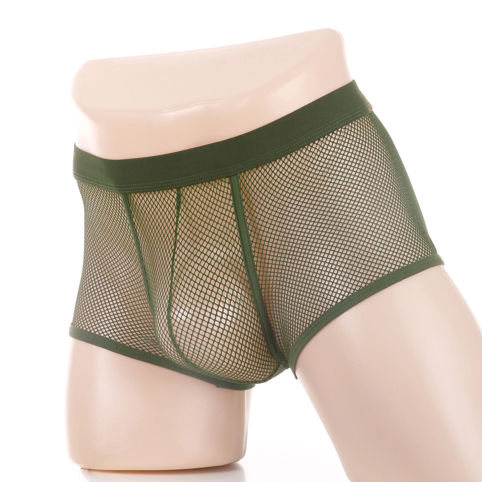

Mesh Underwear Men Large Fishnet Boxer Shorts Breathable Low Waist Full Transparent Underpants Sexy Solid Color Panties
