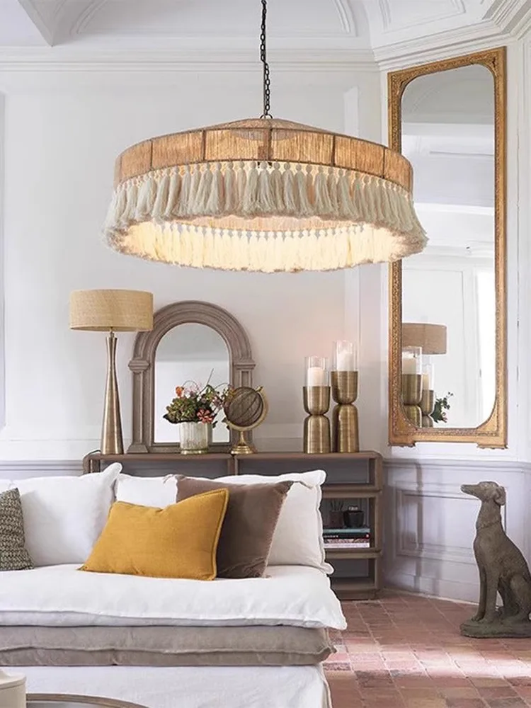 Retro Wabi Sabi Pendant Lights Nordic Rattan Handmade Pendant lamp Living Room Bedroom Restaurant