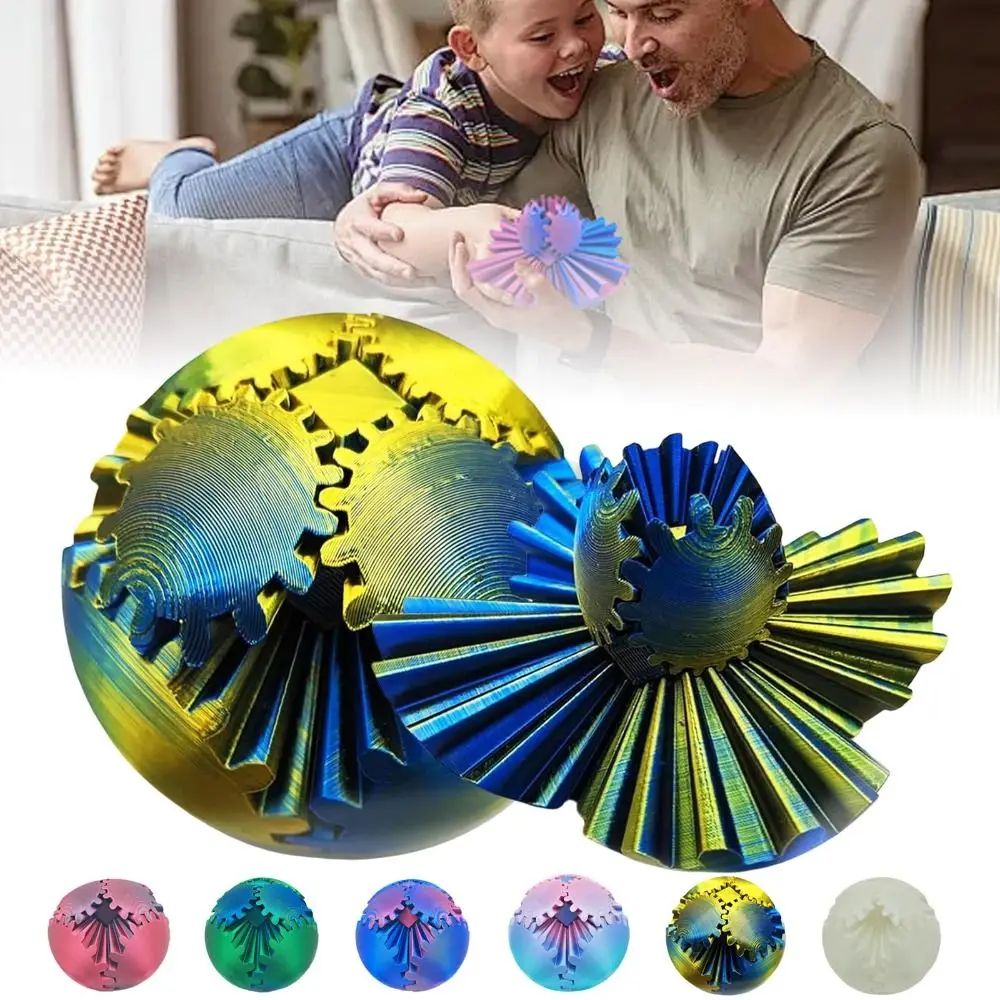 Spin Ball Gear Sphere, Fidget Ball, 3D Printed Gear Ball, Soulignée et Anlande Relaxante pour Adultes et Enfants