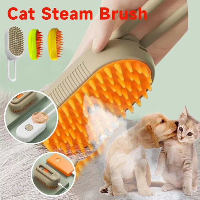 Cat Steam Brush for Shedding 3 in 1 Pet Spa Brush Dogs Cats Spritz Defur Comb Steamy Pet Brushes Hair Removal Grooming Supplies AliExpress