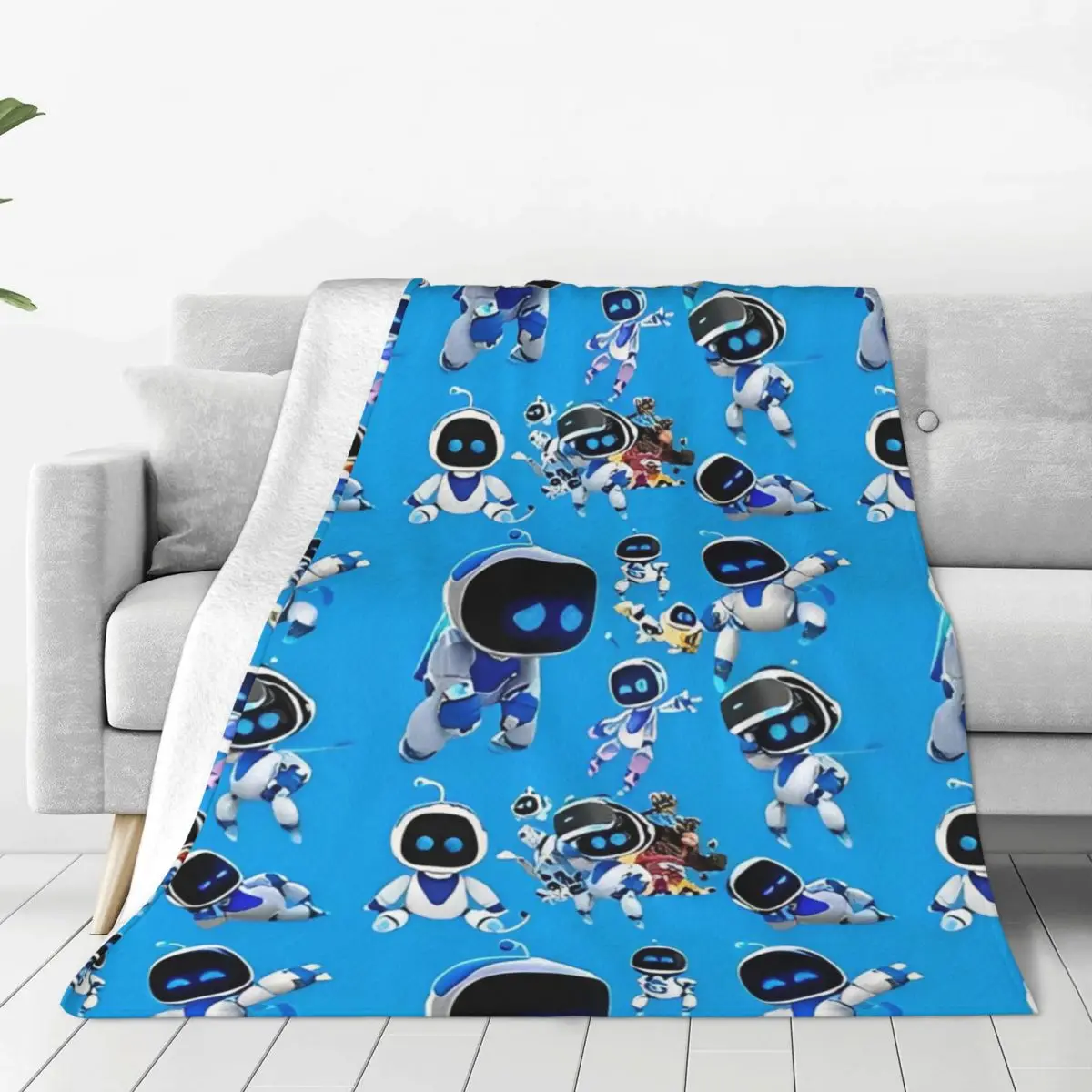 Game A-Astro-Bot Cartoon Robert Blankets Super Soft Graphic Plush Throw Blanket For Bedroom Picnic Flannel Bedspread Bed Cover