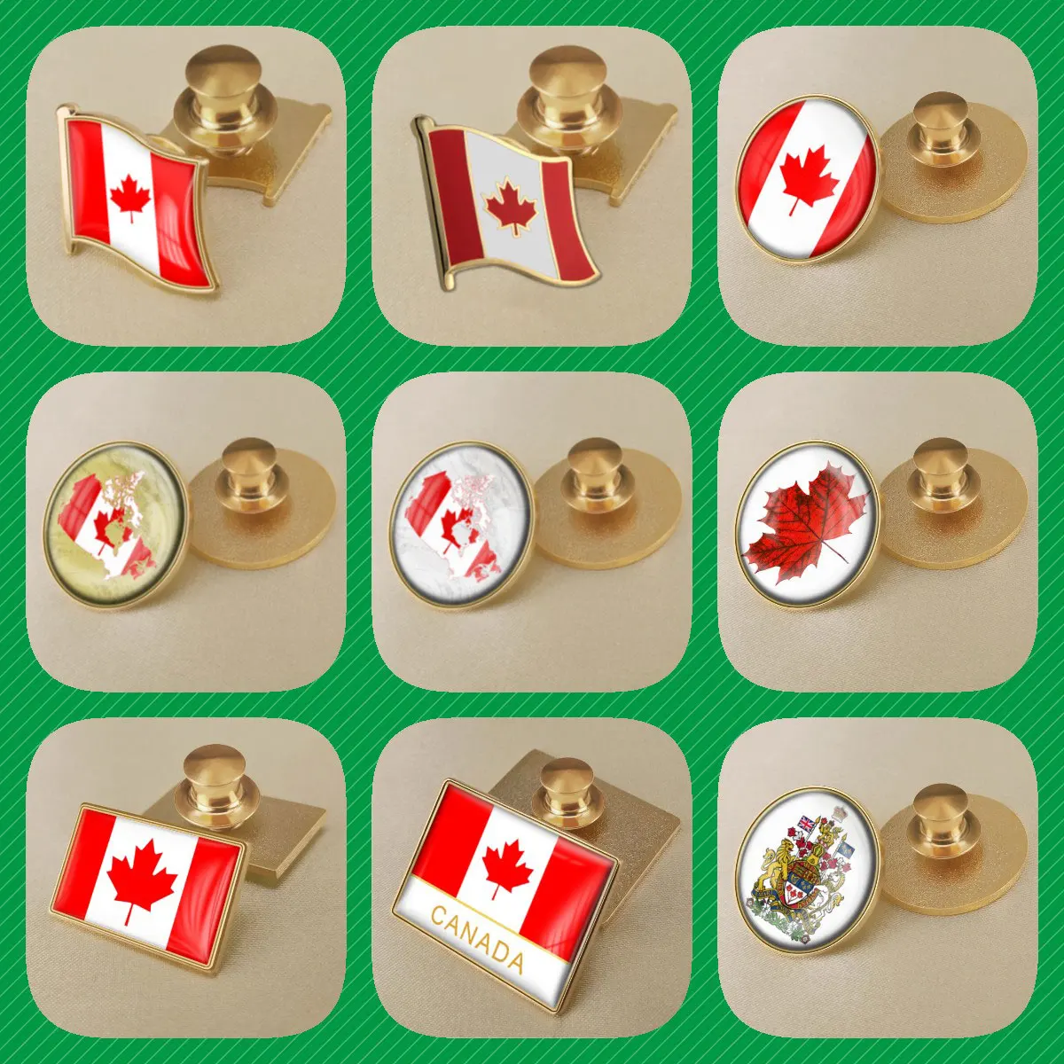 Canada Canadian Map Flag National Emblem Brooches Badges Lapel Pins