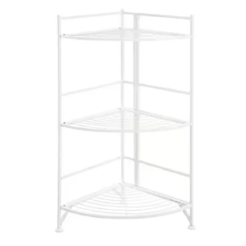 3 Tier Corner Shelf, Metal Frame Display Rack, Round Corner Shelf Unit Rack, Small Corner Stand for Bathroom, Living Room, Home