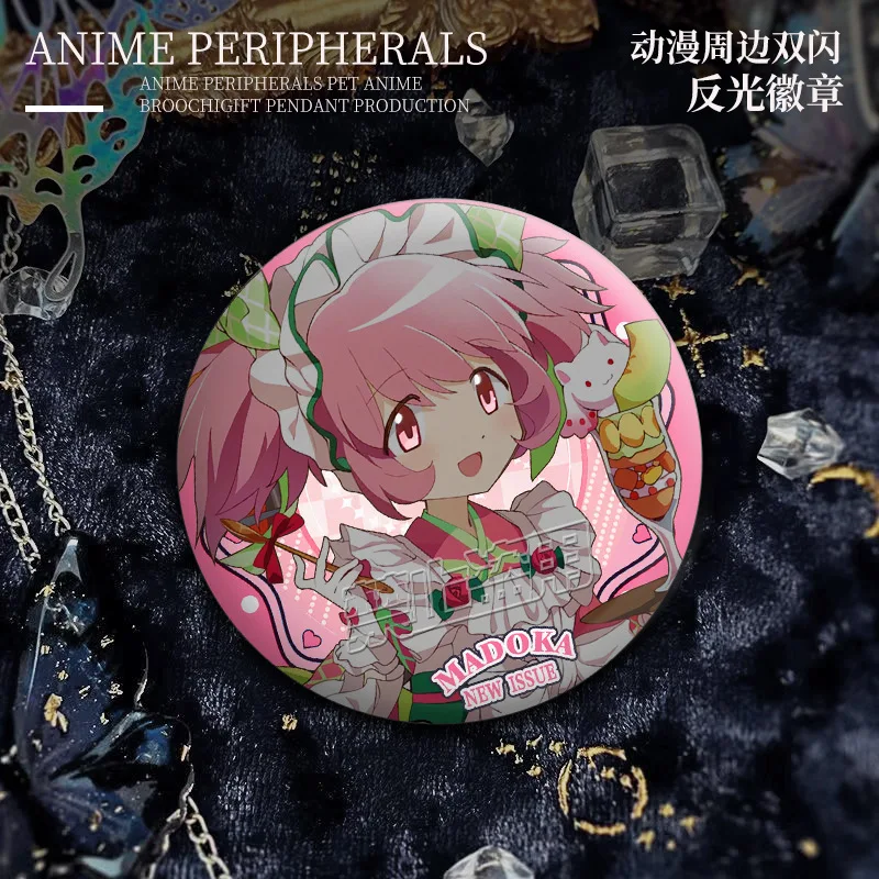 Puella Magi Madoka Magica Anime Figures Kaname Madoka Tomoe Mami Sakura Kyouko Cosplay Metal Badge Cute Decor Pins Accessories