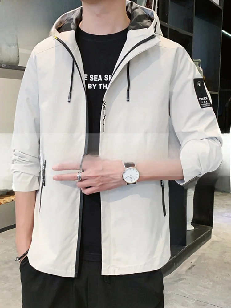 

TUCANO 2025 Autumn Men's Casual Hooded Jaet Long Sve Faionable Korean Sle Windbreaker Thiened Polyester Coat