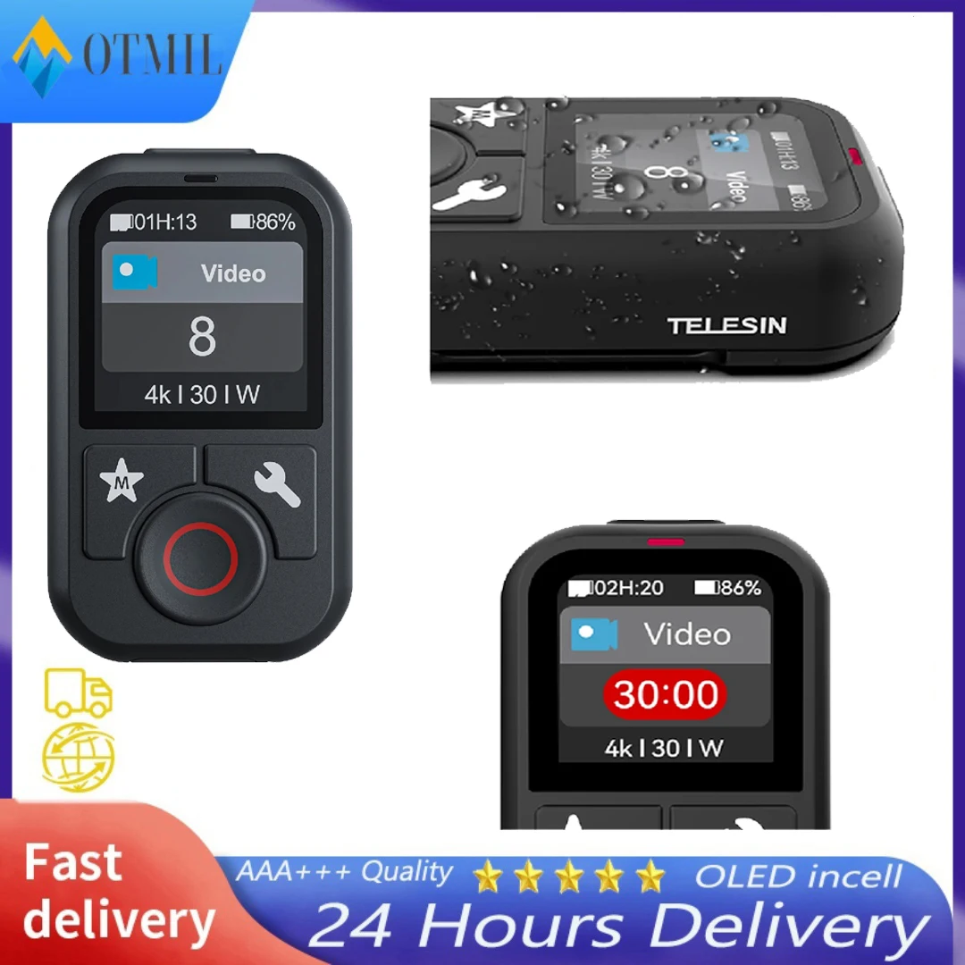 

TELESIN Waterproof Bluetooth Remote Control For GoPro Hero 13 12 11 10 9 8 Max With Wrist Strap For Action Camera Accessories