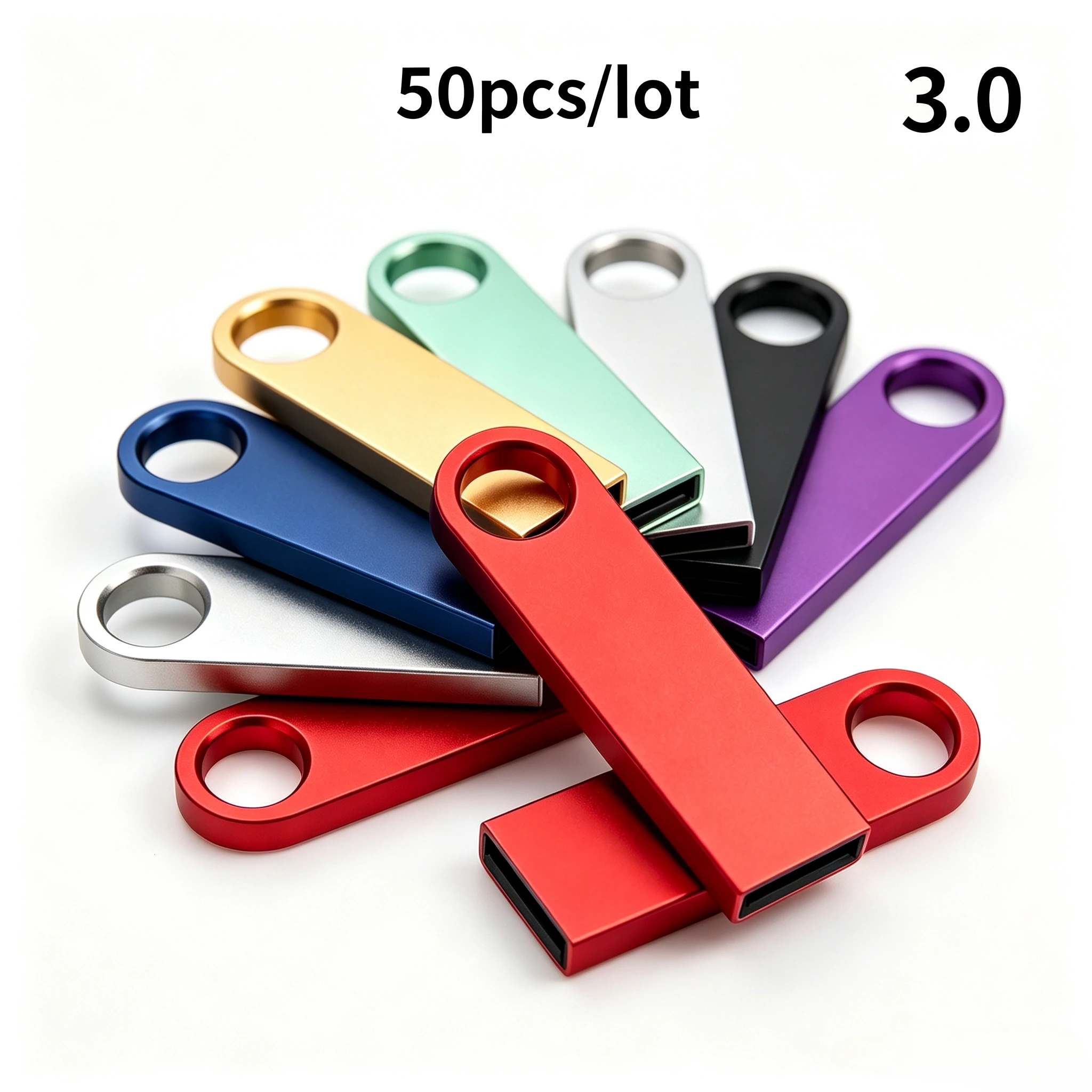 50PCS/lot Metal USB 3.0 Flash Drive Pen Drive 16GB Pendrive 32GB 64GB Memory USB Stick 128GB U Disk Gift Free custom LOGO