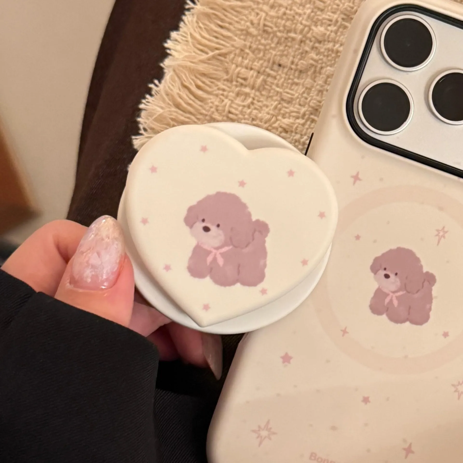 

Love Heart Phone Grip Holder Foldable Cute Cartoon Teddy Finger Stand Socket Folding Portable Bracket Universal for Cell Mobile