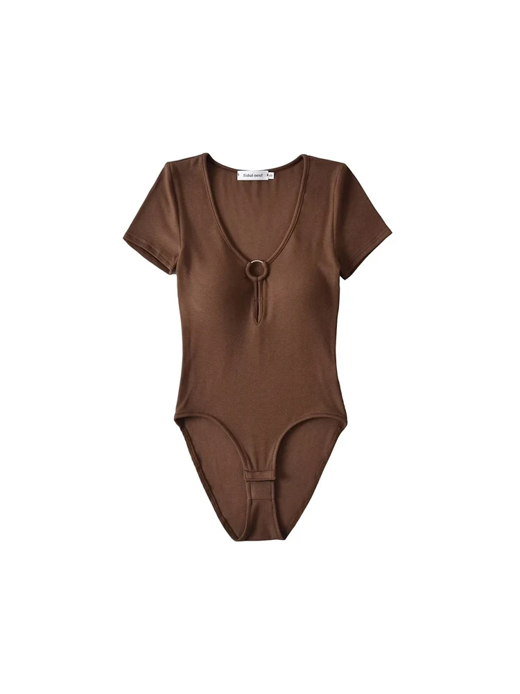 

Sexy Low Cut Hollow out Elastic Slim Fit ort Sve Removable Chest Pad Pants High Waist Cotton Commute Sle