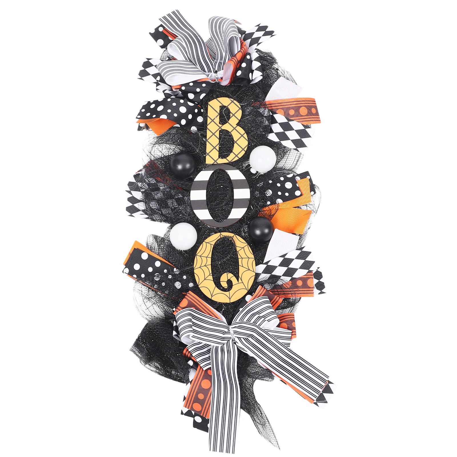 

1pc Creative Halloween Pumpkin Wreath Decorative Cloth Hanging Ornament Door Front Window Party Festival Garland Pendant