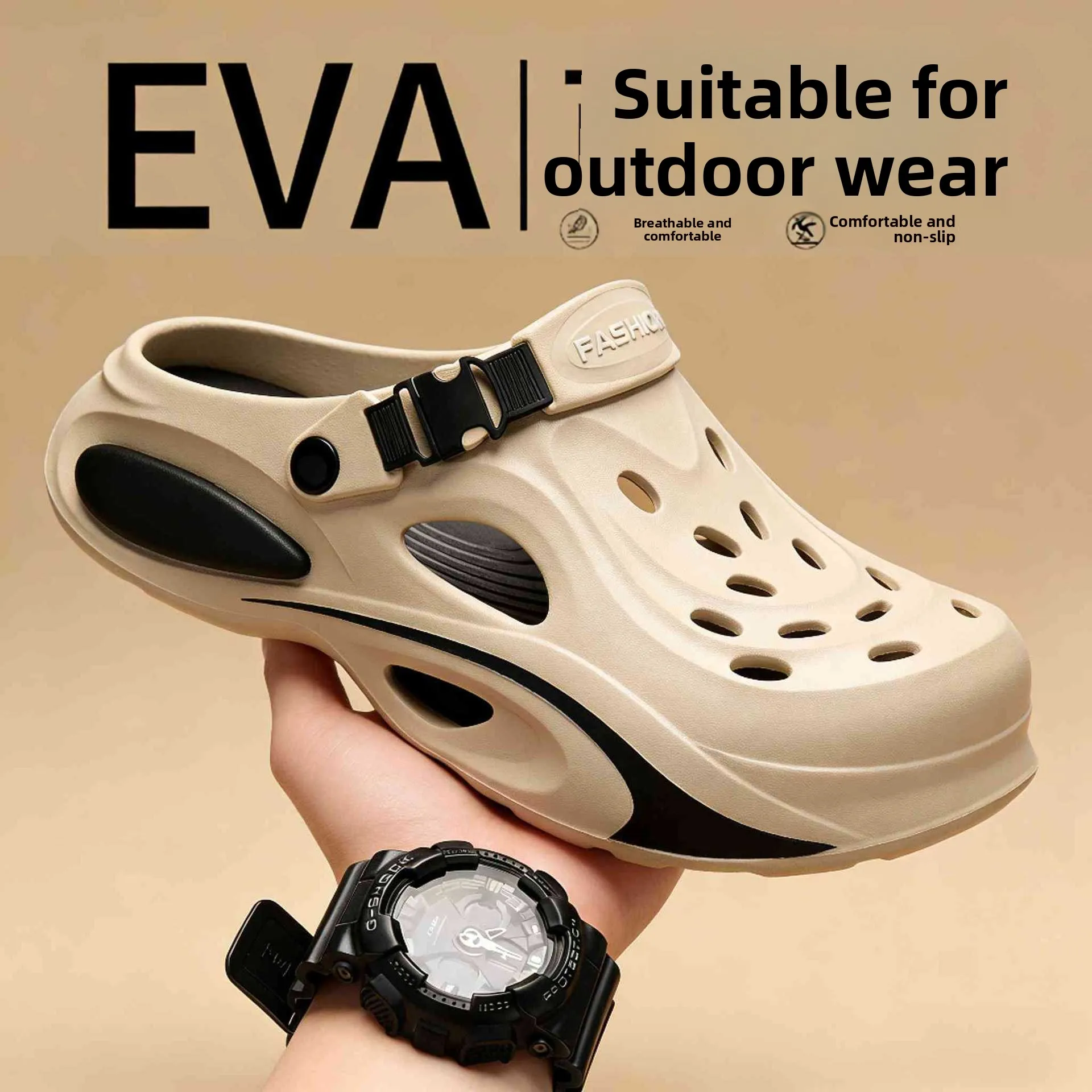 Sandalias de Playa para Hombre, Verano 2026, para Exteriores, Antideslizantes, Resistentes al Desgaste, con Punta Cubierta, Cómodas, de EVA