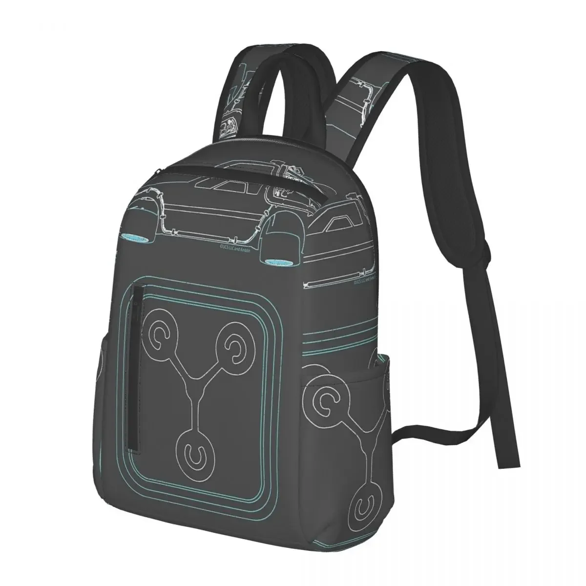 Back To The Future Delorean And Flux Capacitor Student Backpack School Bag Daypack for Boys Girls Bookbag Shoulder Bags