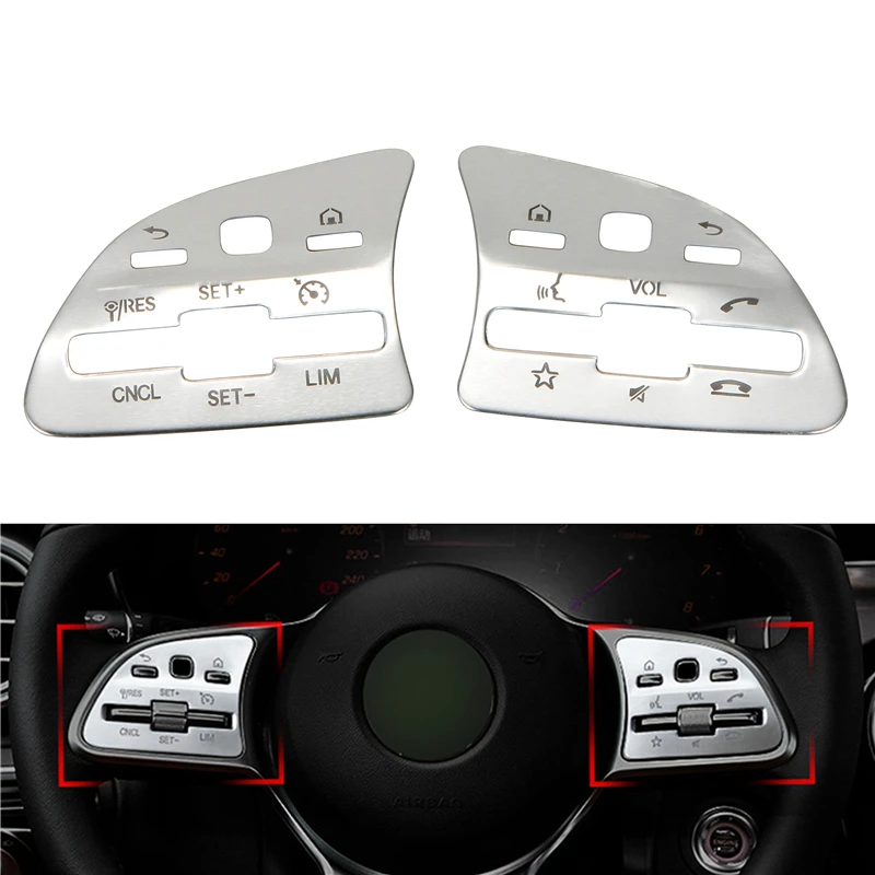 For Mercedes Benz A C E Class GLB GLC GLE W177 W205 W213 W247 W167 19-20 Car Steering Wheel Switch Button Panel Cover Frame Trim