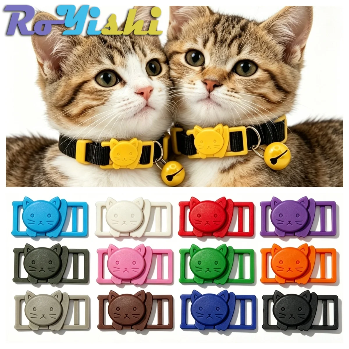

3/8'' Mixed Color Cat Head Plastic Safety Breakaway Buckles for Cat Collar Paracord Webbing Clothing Accessories