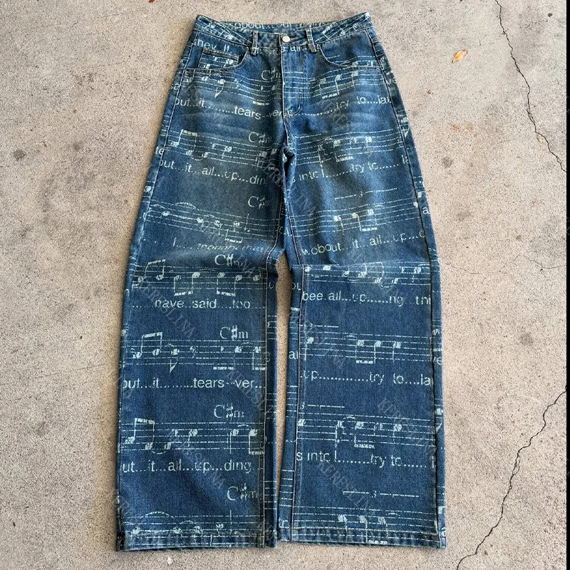 

Y2K Harajuku Women's newjeans Vintage Chic Geometric Print 2000s Aesthetic High Street Hip Hop Punk Rock Fashion Women Trousers