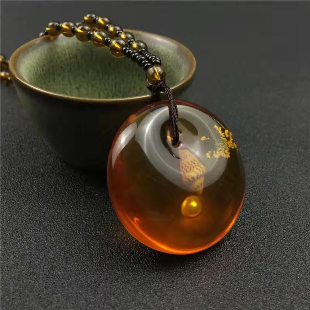 Bohemia National Style Amber Brine Beeswax Beads Women Fashion Trendy Plant Fossils Elegant Sweater Chain Jewelry Ornaments