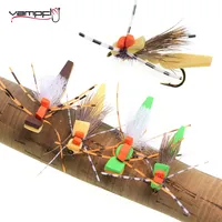 Vampfly 4pcs/5pcs #8 Foam Grasshopper Trout Flies Deer Hair Rubber Legs Floating Hopper Dry Fly Trout Bass Sunfish Fishing Lures