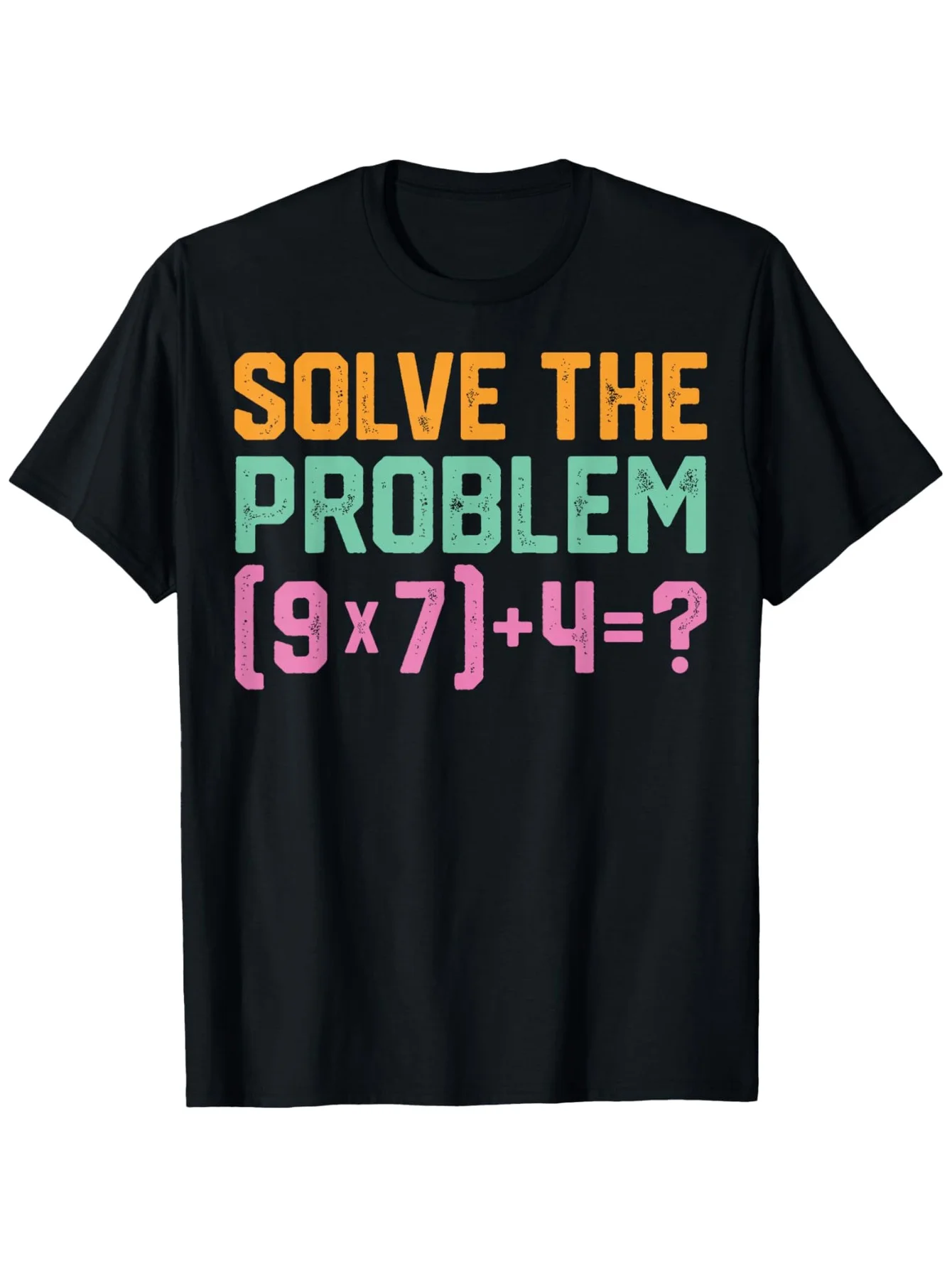 Funny All-Season Fit Math Teacher T-Shirt - Humorous Math Joke with Solve The Problem 67 & 4=74 EquationPattern T-shirt oversize
