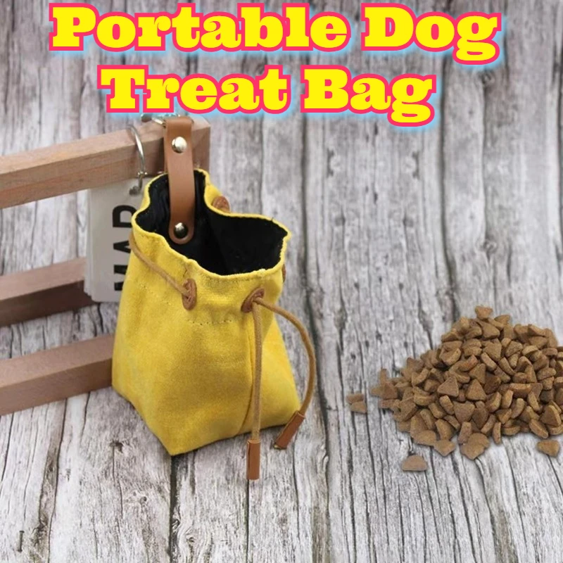 

Hand Free Portable Dog Treat Bag Adjustable Waist Pouch Drawstring Closure Walking Hiking Outdoor Training Snack Dispenser Leash