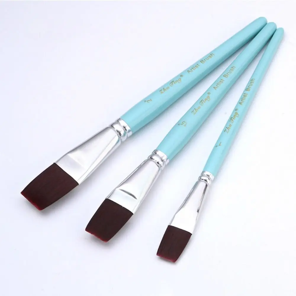 3pcs/set Multifunctional Painting Brush Set Professional Comfortable Grip Watercolor Drawing Brushes Nylon Hair Wooden Handle