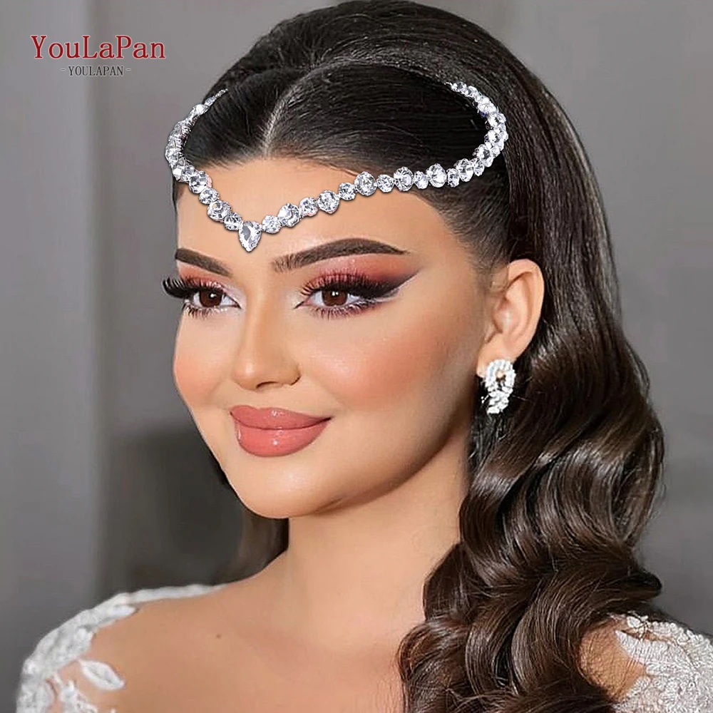 

YouLaPan Handmade Rhinestone Headband Foreband Wedding Headpieces Hair Jewelry Simplicity Women Headwear Accessories HP828