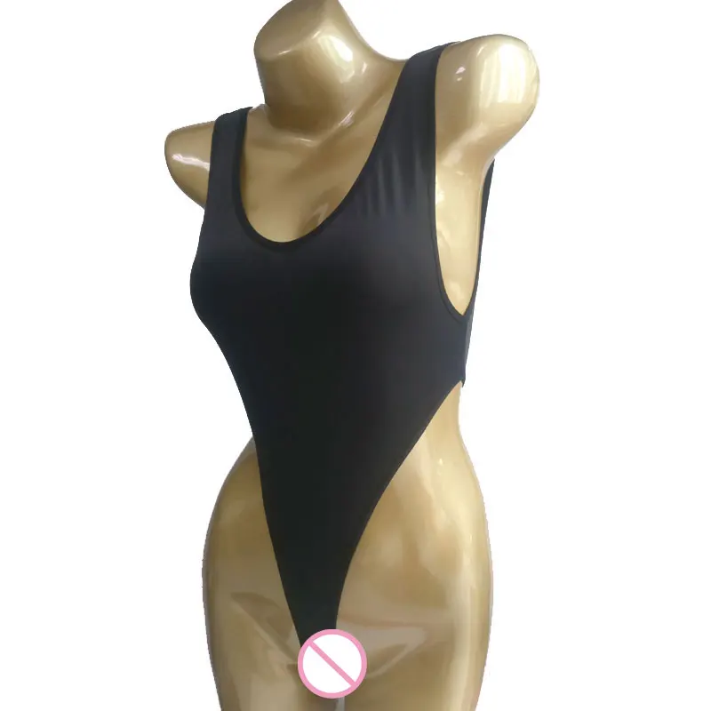 Sexy Women Ice Silk Backless High Cut Bodysuit Transparent Sheer One Piece Swimwear See Through Club Wear Erotic Lingerie