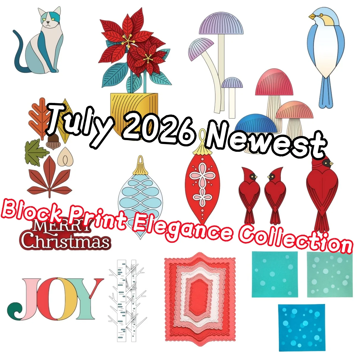 July 2026 Block Print Elegance Collection Metal Cutting Dies Layering Stencil for DIY Greeting Card Making Scrapbooking Craft