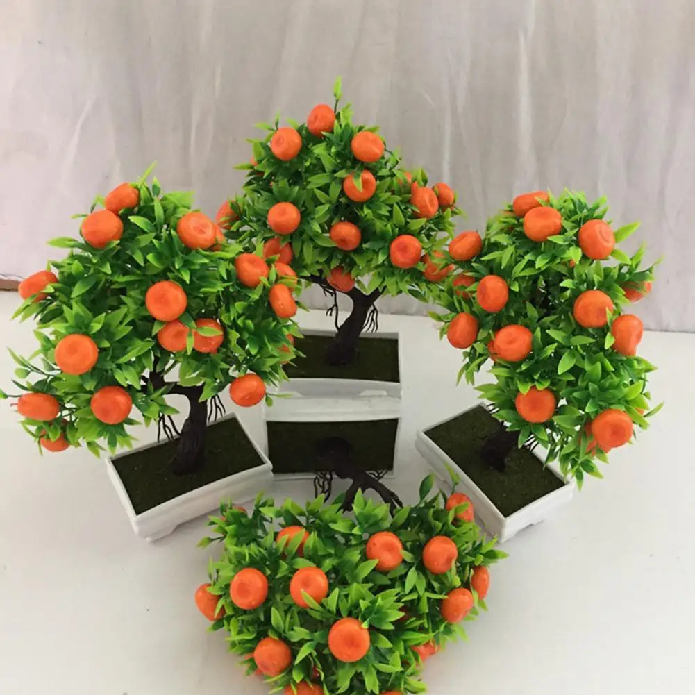 23 Fruits Artificial Orange Tree Decorative Non-fading Plastic Fake Simulation Plant Pot Bonsai Realistic Simulation Orange Tree