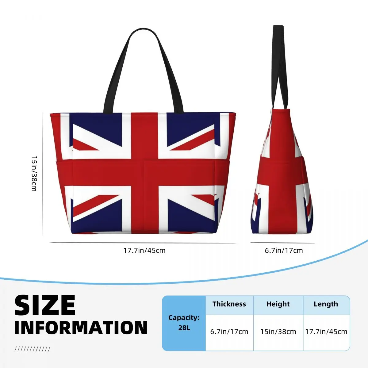 Union Jack Vlag Van Het Uk Strand Reistas, Draagtas Retro Volwassen Dagelijks Verjaardagscadeau Multi-Style Patroon