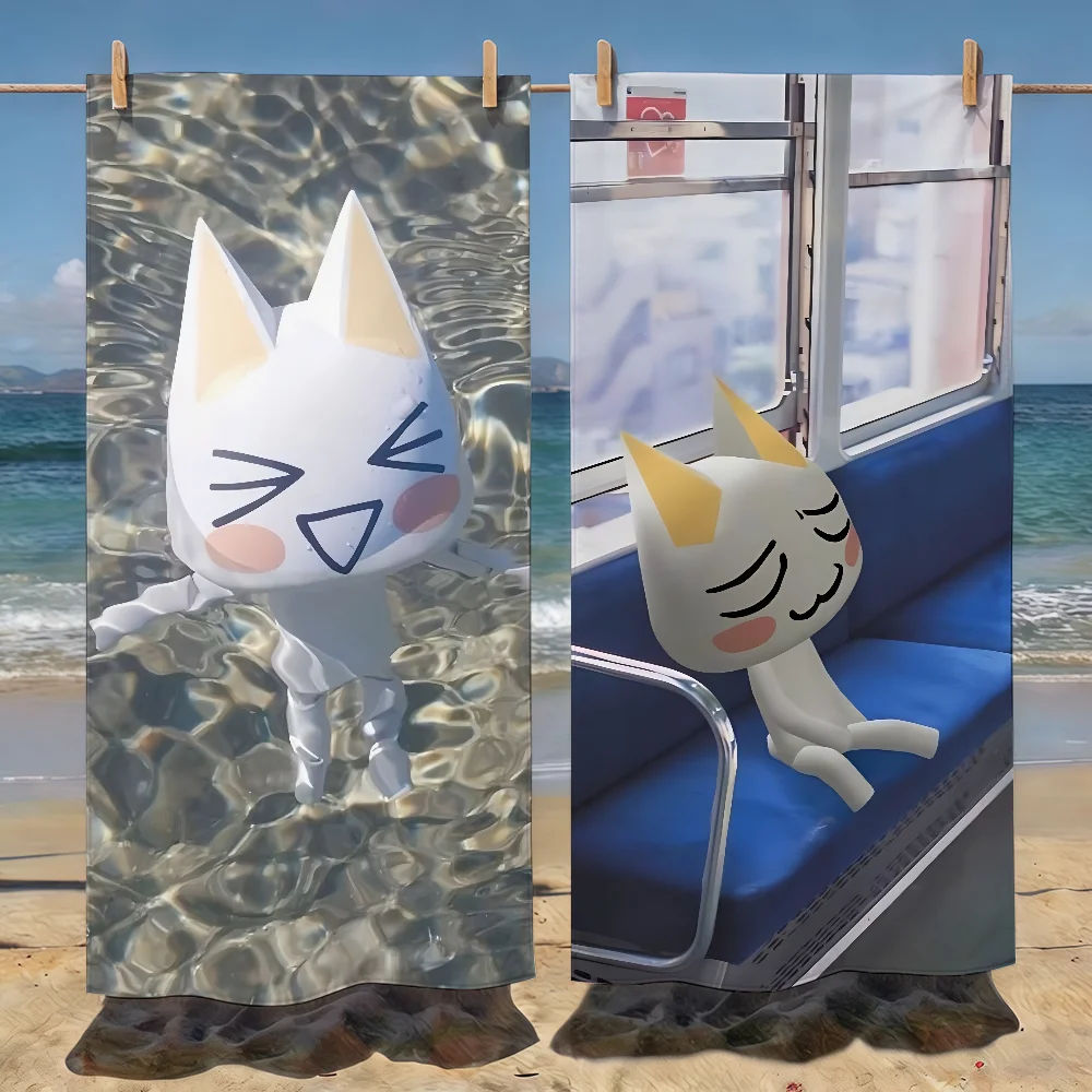 I-Inoue Cute T-ToroS Cat Towel Soft Pool Gift For Travel Gym Shower Camping Quick Dry Sports Beach Towels