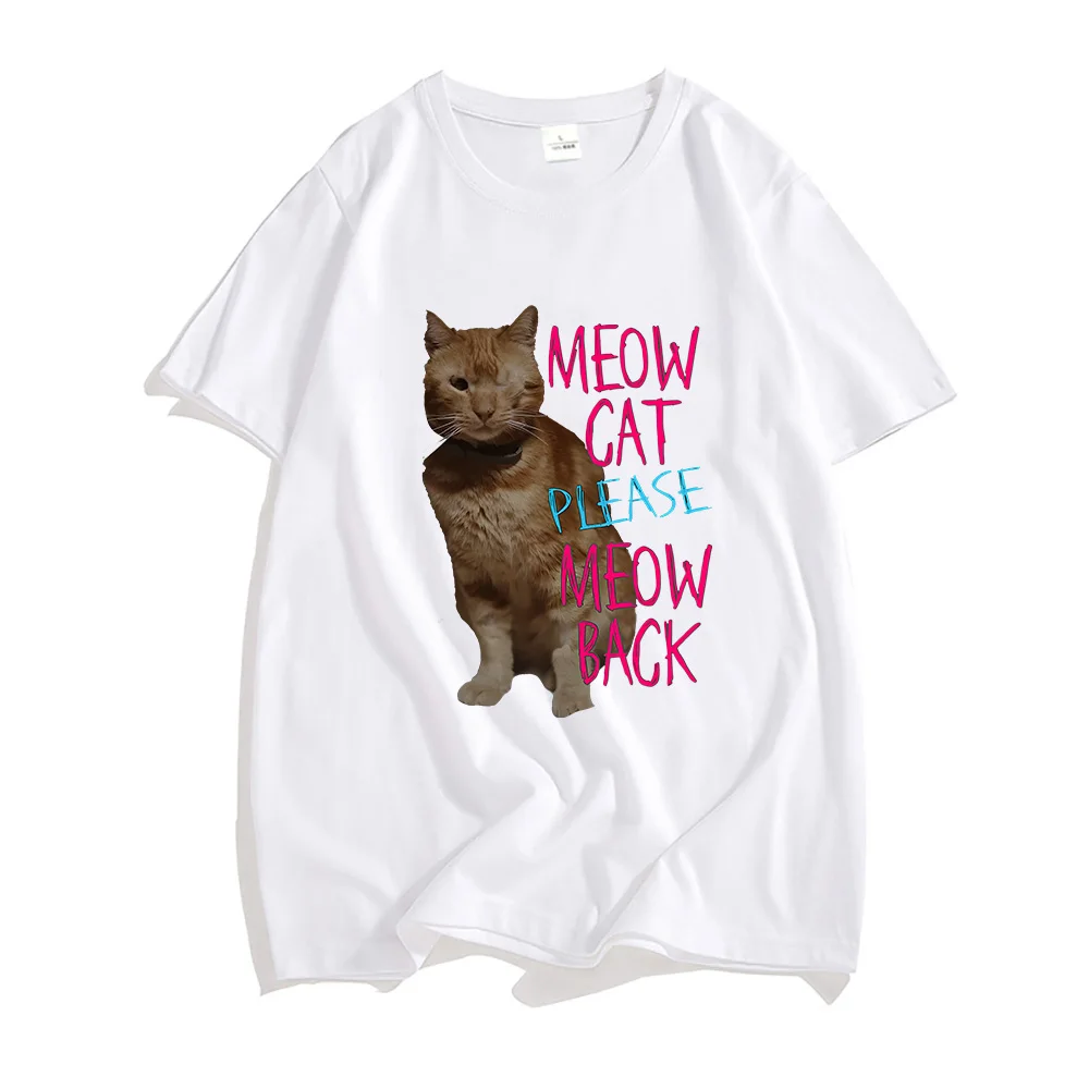 Singer Baby Lasagna Print T-shirts Cotton Men/Women Casual Tee-shirt Meow Cat Please Meow Back Graphic Tshirts Camisas Summer