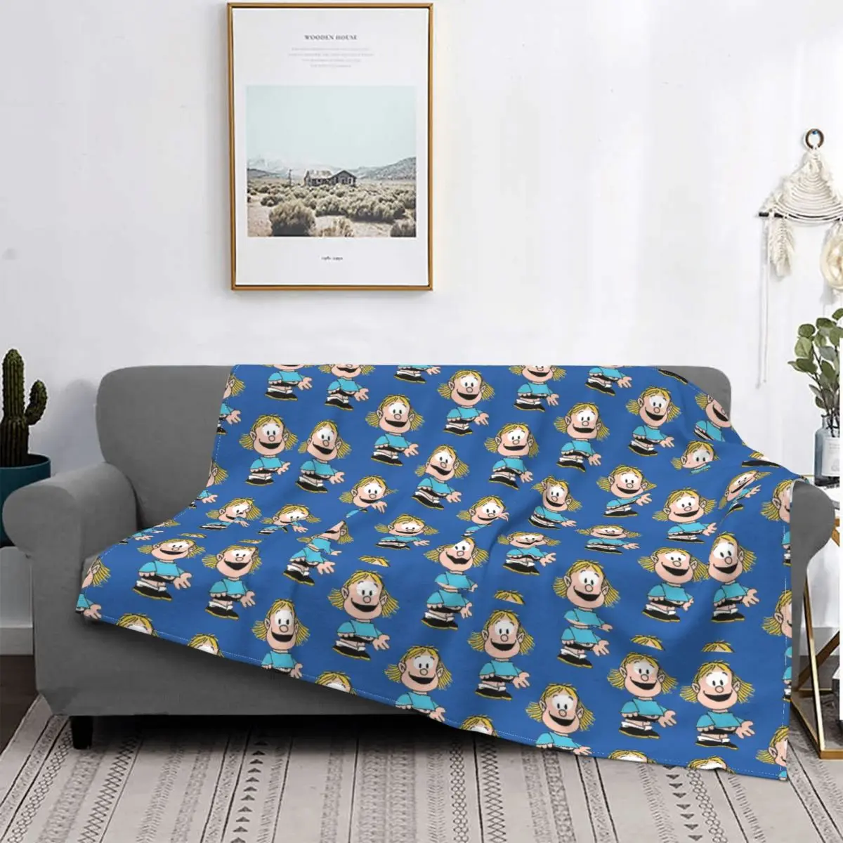 Guille Is Mafalda's Little Brother Flannel Blanket Funny Throw Blanket for Sofa Bedding Lounge 150*125cm Quilt