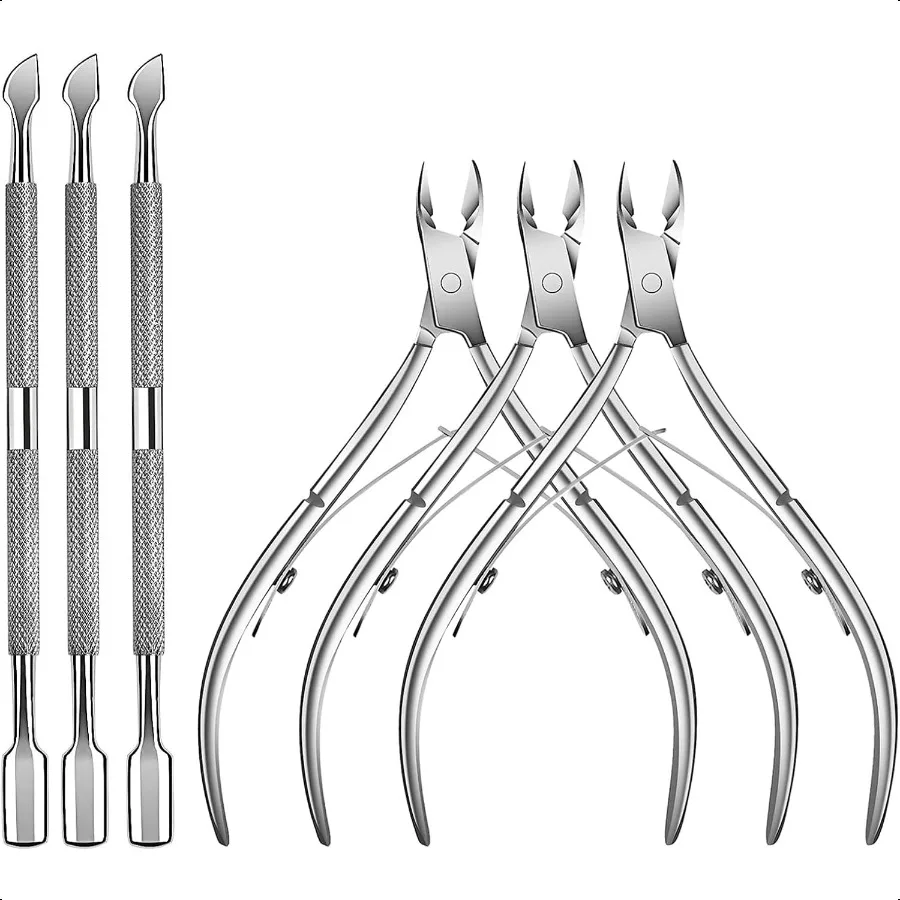 

6 Packs Cuticle Trimmer with Pusher Profional Stainl Steel Cuticle Nippers Cutter Clippers and Cuticle Remover Manicure Tools f