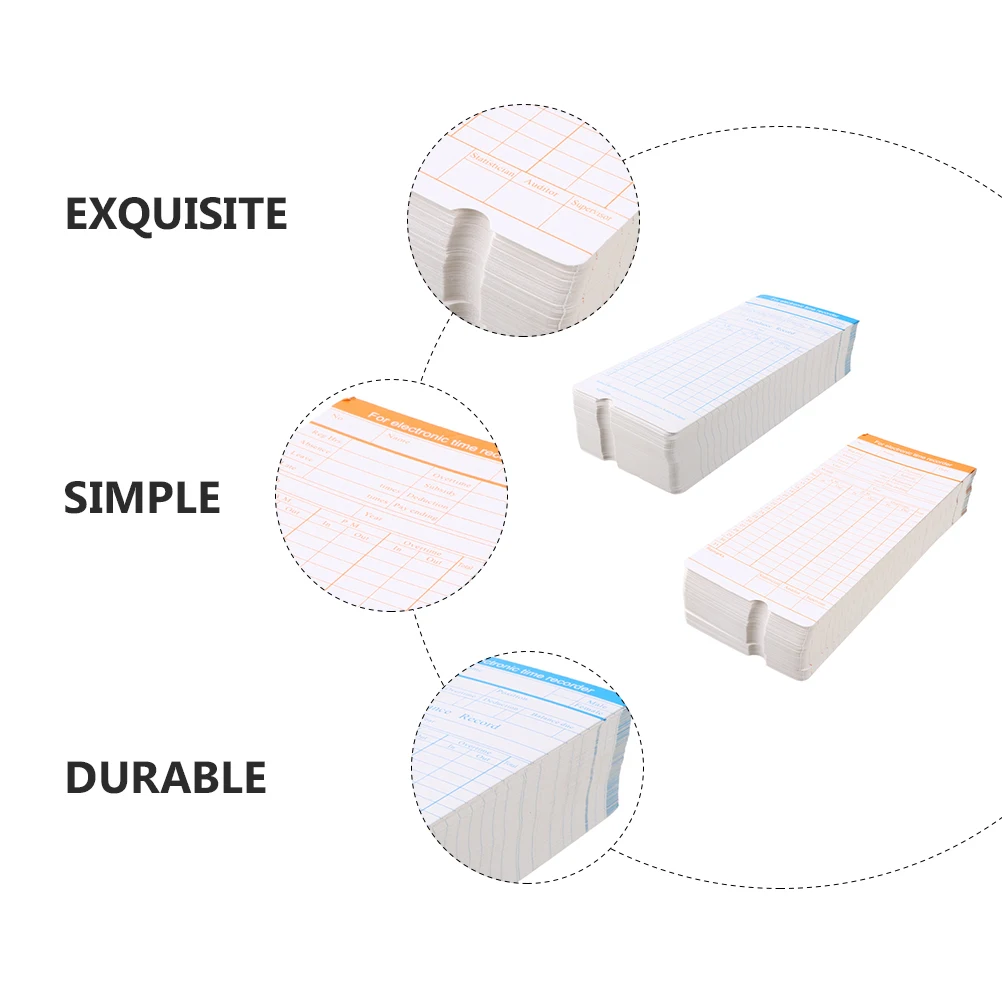 200 Sheets Cards Simple Office Supplies Time Clock Employee Punch Attendance Payroll Recorders Record Weekly