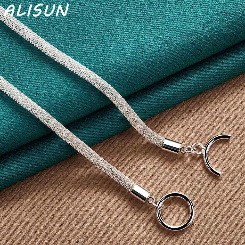 

ALISUN 925 Sterling Silver 45cm 4mm Chain Necklace For Women Men Creativity Gifts Street All-match Party And Daily Wear