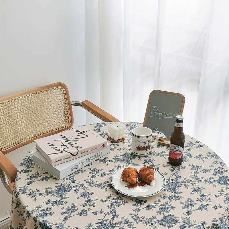 

French Ins Pastoral Floral Retro Cotton and Linen Tablecloth